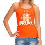Oranje tanktop today is a good day to get drunk wijn Koningsdag/ Nederland/ EK/ WK supporter dames - Feestshirts