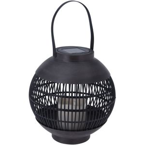 ProGarden Lantaarn met Kaars Solar LED Rattan Zwart