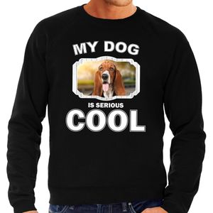 Basset honden sweater / trui my dog is serious cool zwart voor heren - Sweaters