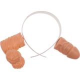 Penis diadeem - piemel hoofdband - kunststof - naturel kleur - vrijgezellenfeest - Verkleedattributen