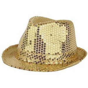 Gouden carnaval verkleed hoed met pailletten - Verkleedhoofddeksels