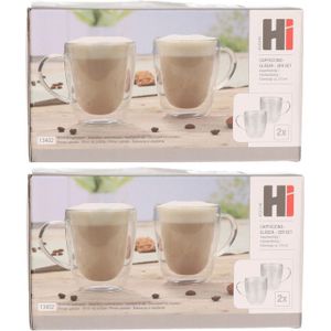 Set van 4x dubbelwandige koffieglazen / cappuccino glazen 270 ml - Koffie- en theeglazen