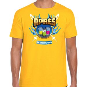 Wintersport verkleed t-shirt voor heren - apres ski drinking team - geel - winter outfit - Feestshirts