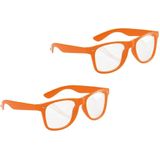 Set van 4x stuks neon oranje zonnebrillen - Verkleedbrillen