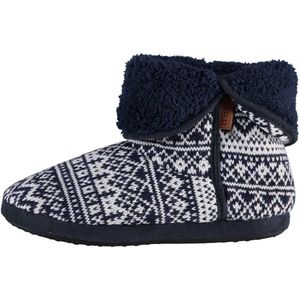 Hoge navy blauwe Nordic patroon pantoffels/sloffen voor heren - sloffen - kinderen