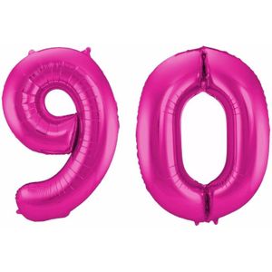Roze folie ballonnen 90 jaar - Ballonnen