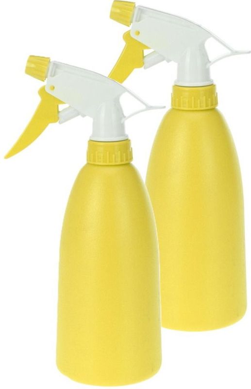 Plantenspuit - 2x - geel - 480 ml - kunststof - 11 x 8 x 23 cm - plantensproeier