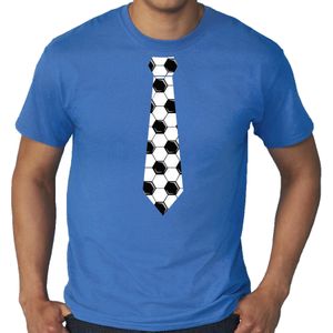 Grote maten blauw supporter t-shirt voetbal stropdas EK/ WK voor heren - Feestshirts