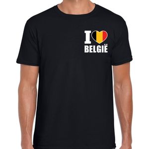 I love Belgie t-shirt zwart op borst voor heren - Feestshirts