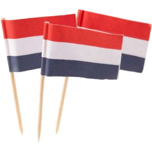 Cocktailprikkers/prikkertjes - vlag Nederland - 100x stuks - 13 cm - Holland supporters - Cocktailprikkers