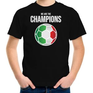 Italie EK/ WK supporter t-shirt we are the champions met Italiaanse voetbal zwart kinderen - Feestshirts