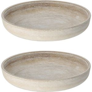 Set van 2x stuks rond kaarsenbord/kaarsenplateau whitewash hout 29 cm - Kaarsenplateaus