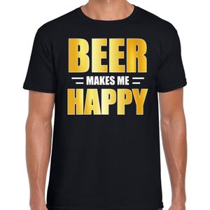 Beer makes me happy drank t-shirt / kleding zwart voor heren - Feestshirts