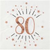 Verjaardag feest servetten leeftijd - 50x - 80 jaar - rose goud - 33 x 33 cm - Feestservetten