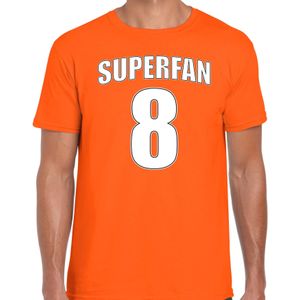 Superfan nummer 8 oranje t-shirt Holland / Nederland supporter EK/ WK voor heren - Feestshirts