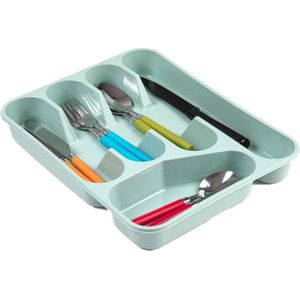 Bestekbak/bestekhouders 5-vaks mintgroen - 27 x 34 x 5 cm - Keuken opberg accessoires