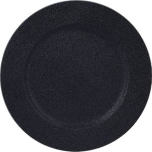 12x Ronde kerstdiner/diner onderborden zwart met glitter 33 cm - Onderborden