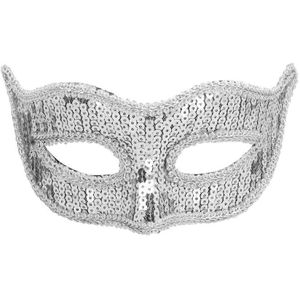 Verkleed gezichtsmasker Venitiaans - zilver met pailletten - volwassenen - Carnaval/gemaskerd bal - Verkleedmaskers