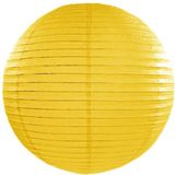 Feest/tuin versiering 6x stuks luxe bol-vorm lampionnen blauw en geel dia 35 cm - Feestlampionnen