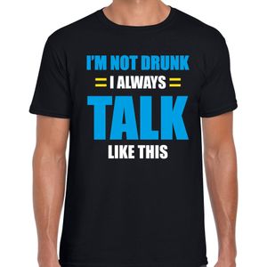 Not drunk I always talk like this / Niet dronken ik praat altijd zo drank fun t-shirt zwart voor her - Feestshirts