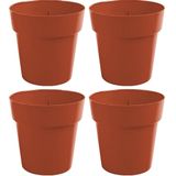 6x stuks plantenbak/plantenpotten Melisa rond terracotta roodbruin 25 cm kunststof - Plantenbakken