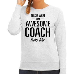 This is what an awesome coach looks like cadeau sweater / trui grijs dames - Feesttruien