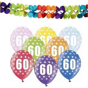 Partydeco 60e jaar verjaardag feestversiering set - Ballonnen en slingers - Feestpakketten