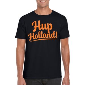 Verkleed T-shirt voor heren - hup holland - zwart - EK/WK voetbal supporter - Nederland - Feestshirts