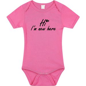 Hi Im new here gender reveal baby rompertje roze meisjes - Rompertjes