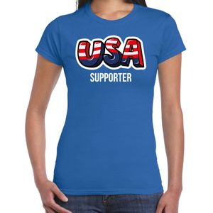 Blauw t-shirt usa / Amerika supporter EK/ WK voor dames - Feestshirts