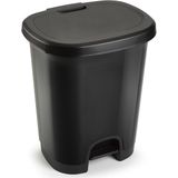 Afvalemmers/vuilnisemmers/pedaalemmers 18 liter in het zwart met deksel en pedaal - Pedaalemmers