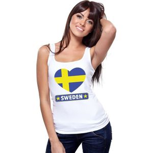 Tanktop wit Zweden vlag in hart wit dames - Feestshirts
