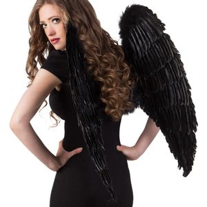 Engelen vleugels zwart 87 x 72 cm - Verkleedattributen