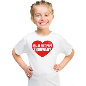 Huwelijksaanzoek t-shirt Wil je met papa trouwen wit kinderen - Feestshirts