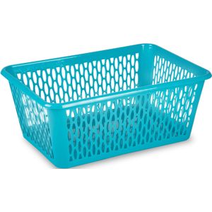 Plasticforte opbergmand/kastmandje - 13 liter - blauw - kunststof - 26 x 37 x 14 cm