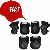 Set van valbescherming voor kinderen maat M / 6 tot 8 jaar met een stoere FAST pet rood - Lichaamsbeschermers