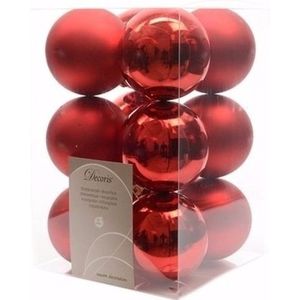 Christmas Red rode kerstversiering kerstballen pakket 12 stuks - Kerstbal