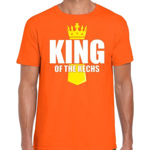 Koningsdag t-shirt King of the kechs met kroontje oranje voor heren - Feestshirts