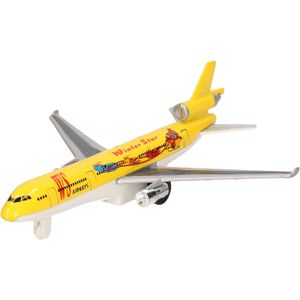 Geel winter star speelgoed vliegtuigje van metaal 19 cm - Speelgoed vliegtuigen