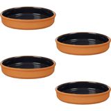 La Dehesa Tapas/hapjes serveren/oven schaal terracotta/zwart 23x4 cm - 4x stuks