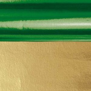 3x rollen knutsel folie groen/goud 50 x 80 cm - Cadeaupapier