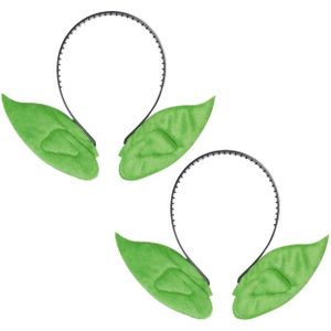 2x stuks diadeem met groene Elfjes/Elven verkleed punt oren - Verkleedhoofddeksels