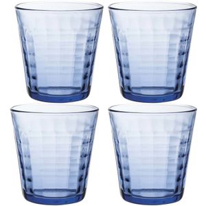 4x Drinkglazen/waterglazen blauw Prisme hardglas 27,5 cl - Drinkglazen