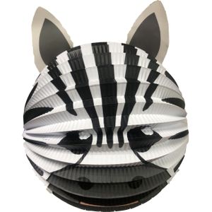 Lampion zebra - 20 cm - zwart/wit - papier - Feestlampionnen