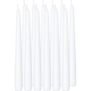 12x Witte dinerkaarsen 25 cm 8 branduren - Geurloze kaarsen - Tafelkaarsen/kandelaarkaarsen