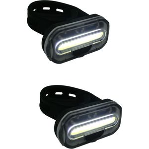 2x Fietskoplampen / batterijvoorlichten fietsverlichting COB LED met bevestigingsband  - Fietsverlichting