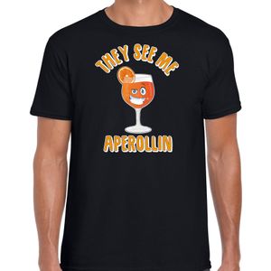 Apres ski t-shirt voor heren - aperol spritz - zwart - apres ski/wintersport - skien - Feestshirts