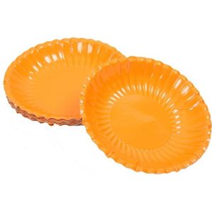 10x stuks Oranje kartonnen serveer schaaltjes 16 cm - feestschaaltjes