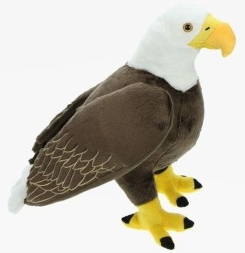 Pluche Bruin/Witte Amerikaanse Zeearend Vogel Knuffel 35 cm - Amerikaanse Roofvogel Knuffels