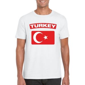 T-shirt wit Turkije vlag wit heren - Feestshirts